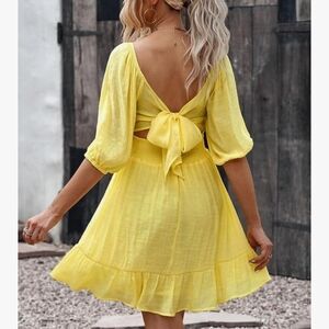 Chic Backless Yellow Dress